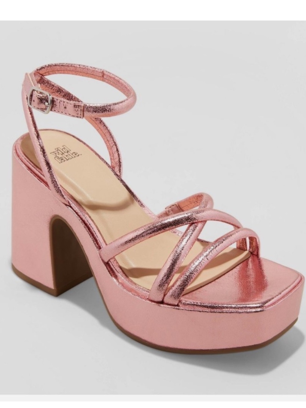 NWT Y2K Wild Fable Pink Metallic Platform Chunky Block High Heel- Size 13